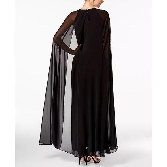 VINCE CAMUTO Women's Embellished Crepe Gown with Cape Size 4 - Picture 2 of 11